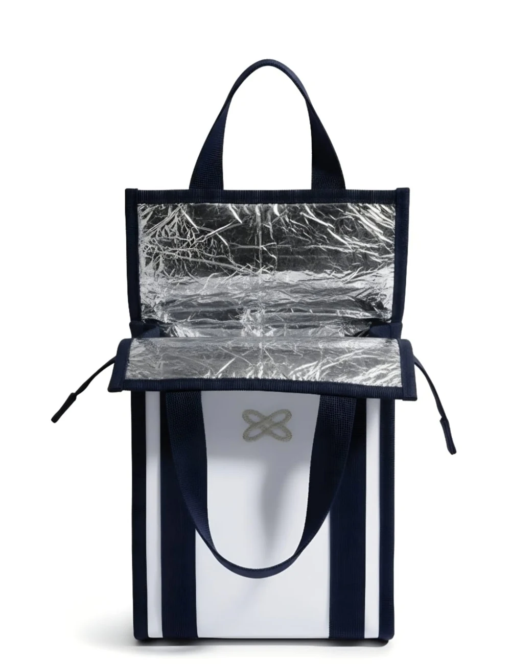 Tampilan bagian dalam tas dengan lapisan foil.